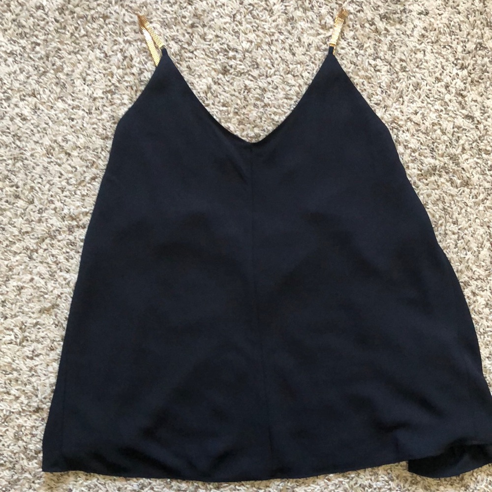 Black Tank with Gold Metal Straps